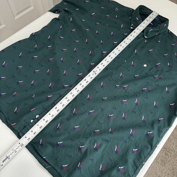 Vintage Stars & Stripes Mens Shirt XL Green Flag Print Western Patriotic Cowboy - Picture 5 of 12